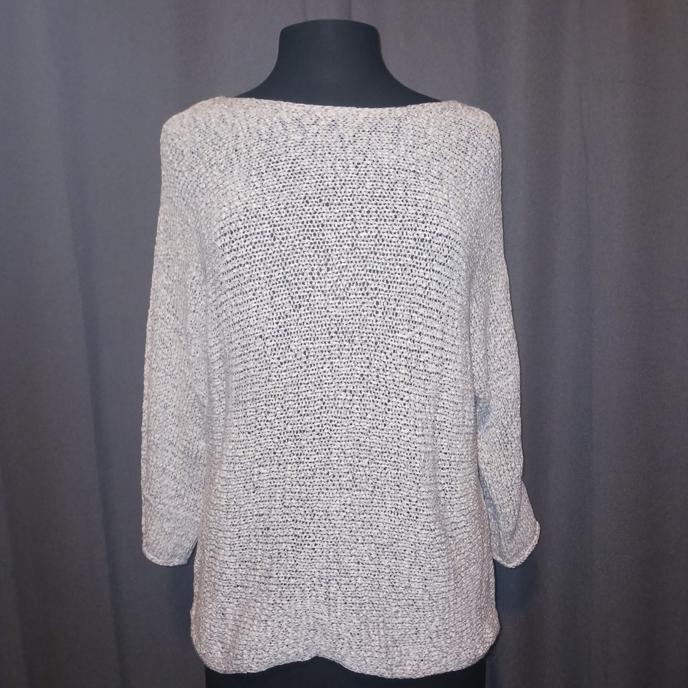 Loft Outlet Lounge Fisherman Coastal Nautical gray Marled Knit Sweater Top M
